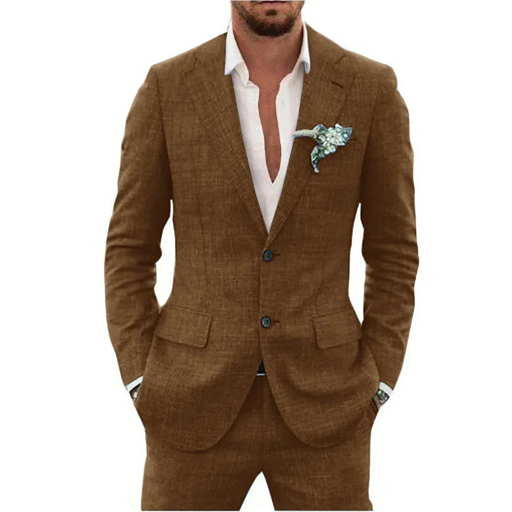 Nolian - Completo estivo in lino per donne con giacca e pantaloni
