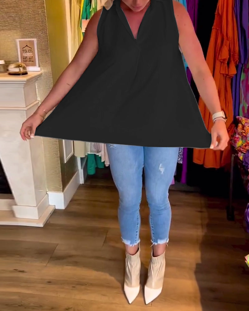 Lyséa - Blusa Lunga Senza Maniche, Leggera ed Elegante per Primavera e Estate, per Donne