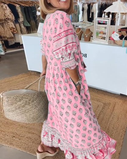 Sylméra - Maxidress Boho Leggero Stampa Fluido Estate