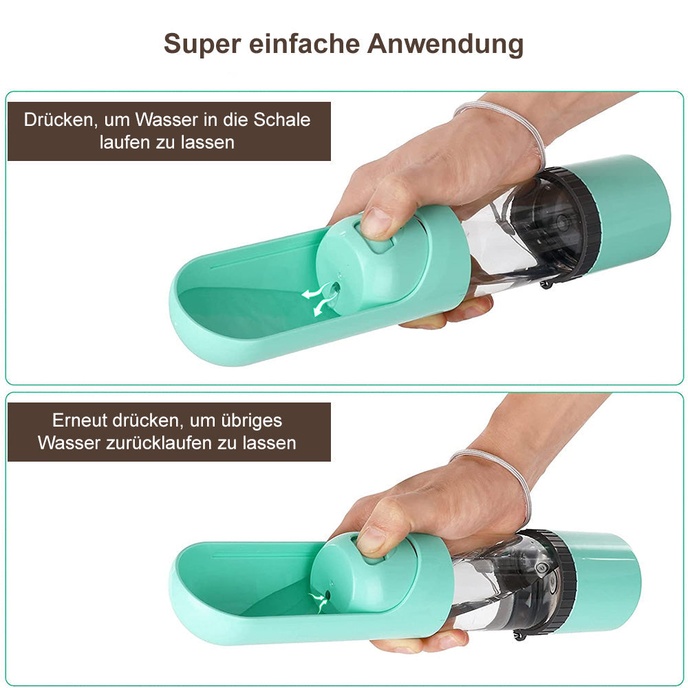 Bottiglia d'acqua portatile 2-in-1 per cani – Distributore di acqua e cibo per viaggi