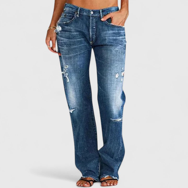 Jeans Destroyed Casual da Donna in Fit Dritto – Look Vintage & Comfort Quotidiano