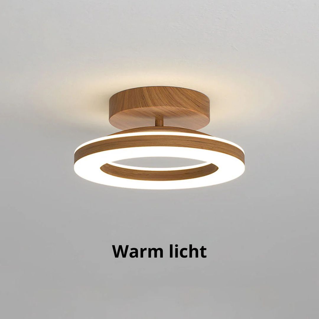 Annelis - Lampada da soffitto LED Anello Aperto con Cornice in Legno