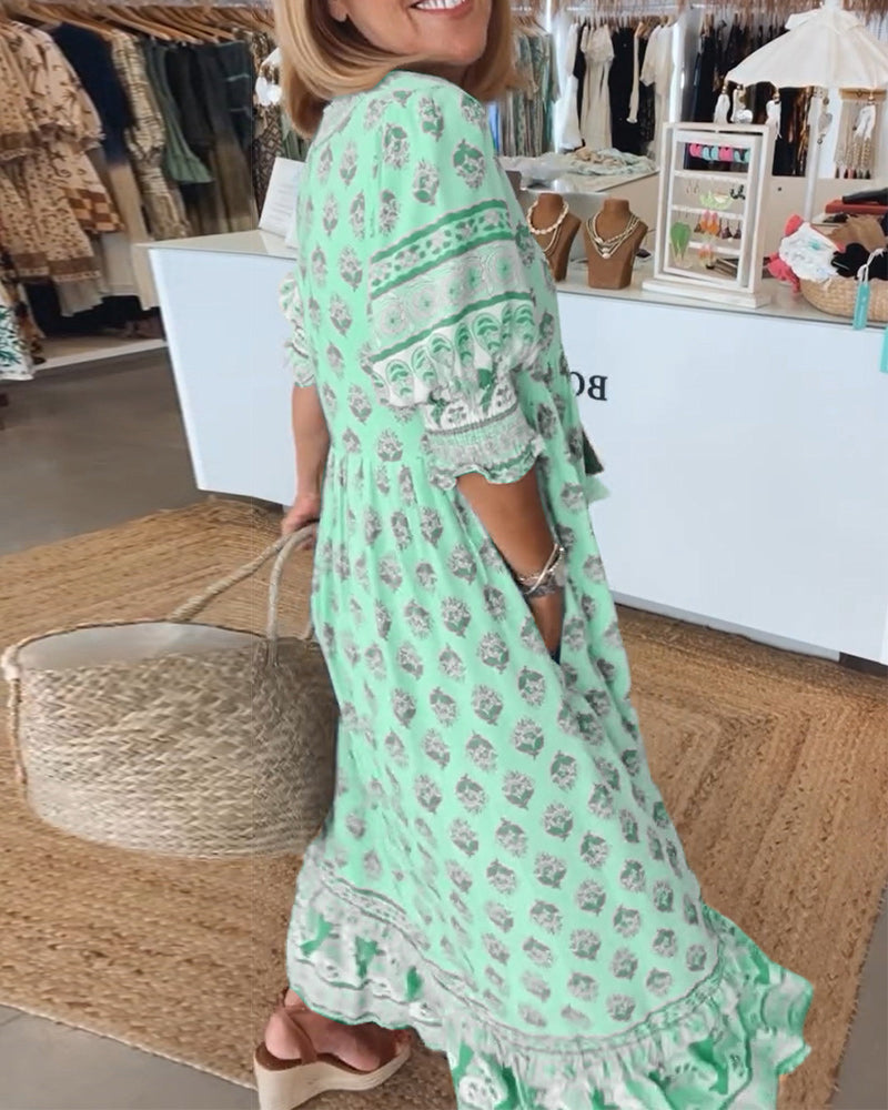 Sylméra - Maxidress Boho Leggero Stampa Fluido Estate
