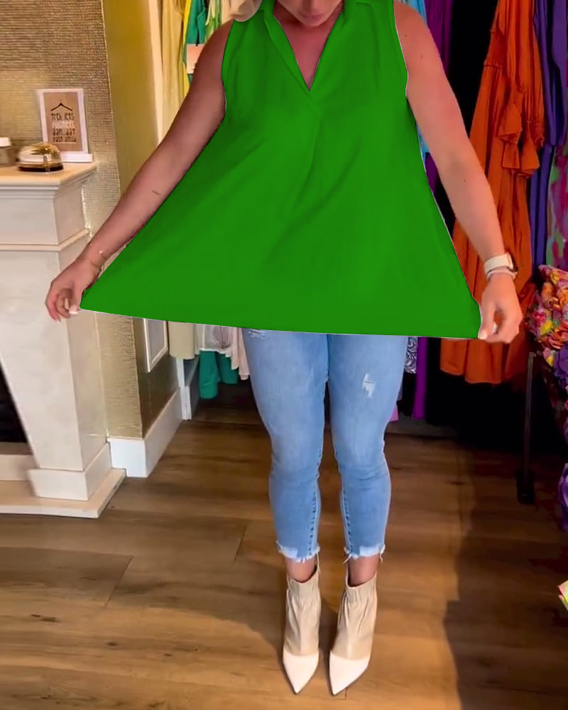 Lyséa - Blusa Lunga Senza Maniche, Leggera ed Elegante per Primavera e Estate, per Donne