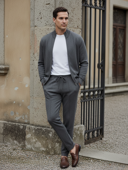 Elegante Set Lounge da Uomo – Cardigan & Pantaloni Jogging Confortevoli & Moderni