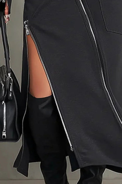 Iriselle - Set Due Pezzi Asimmetrico con Collo Alto e Numerosi Zip