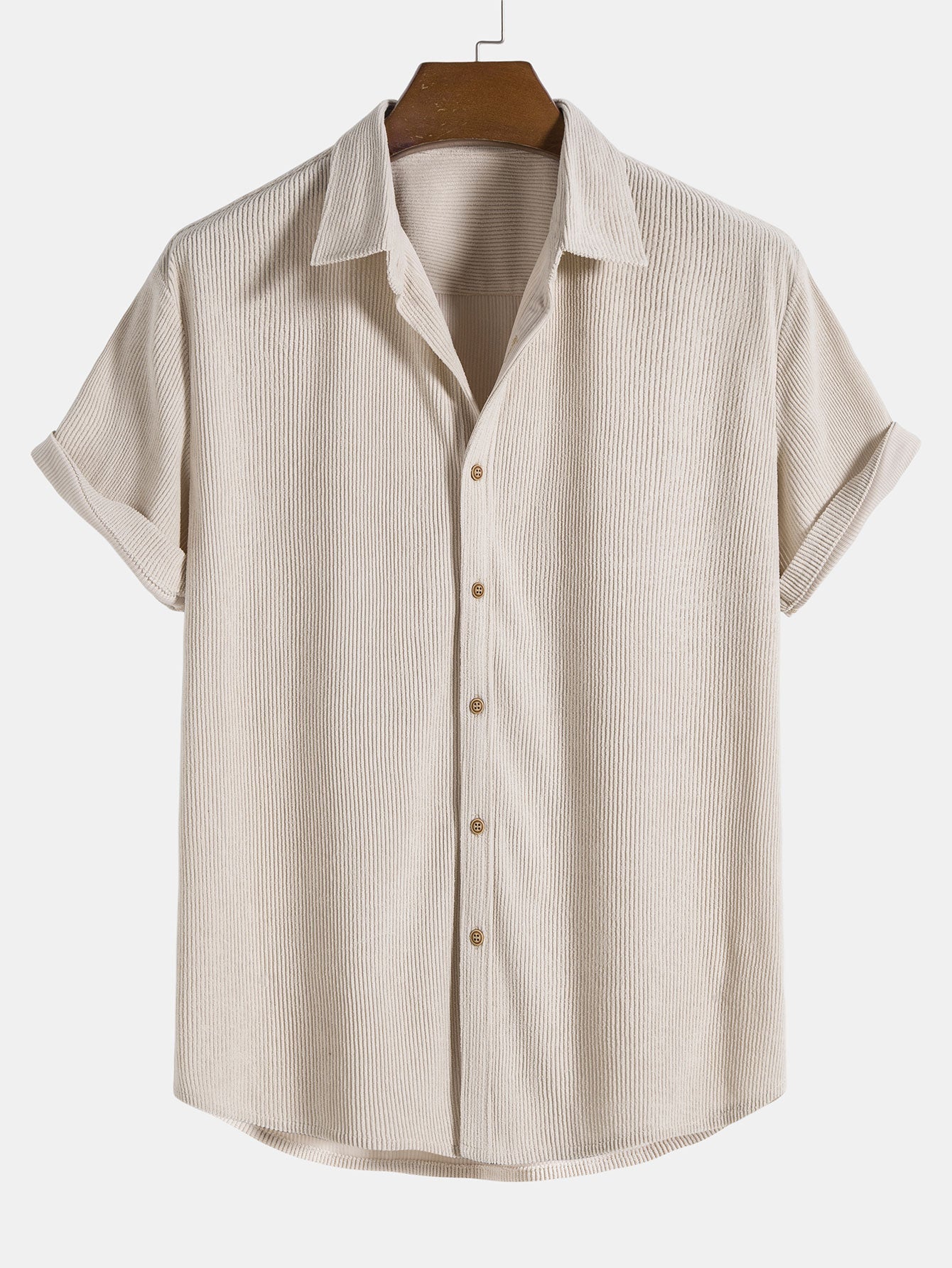 Set estivo composto da camicia a maniche corte e pantaloni corti – Look casual strutturato traspirante per uomini