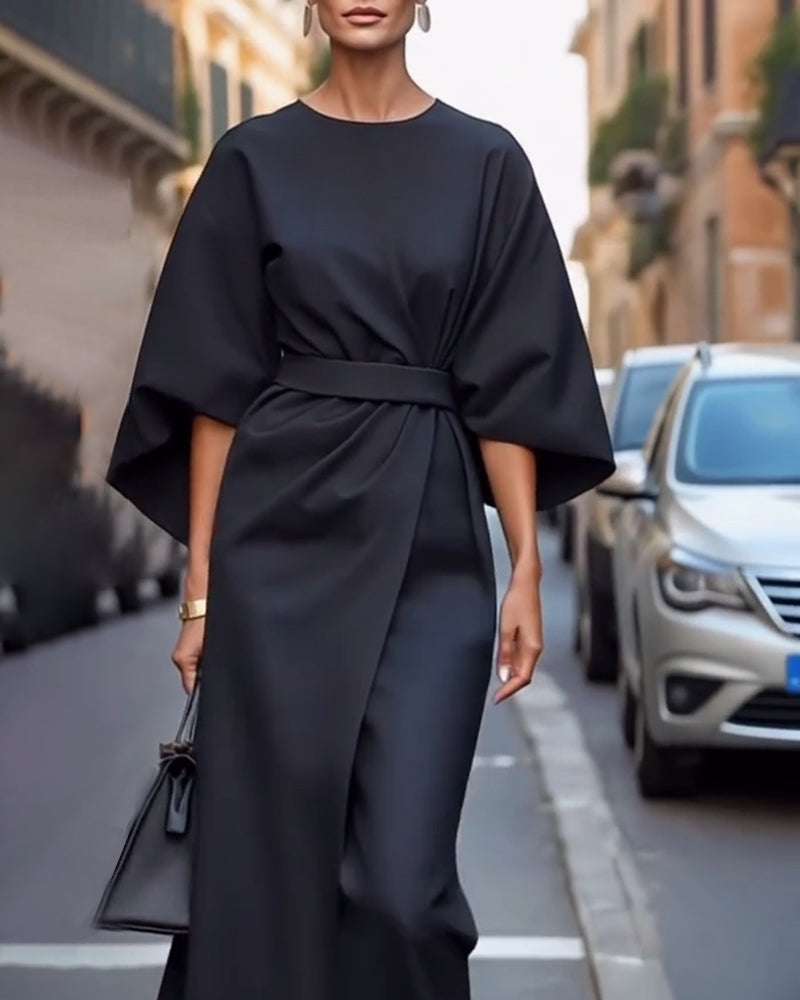 abito midi elegante maniche kimono Soléïna