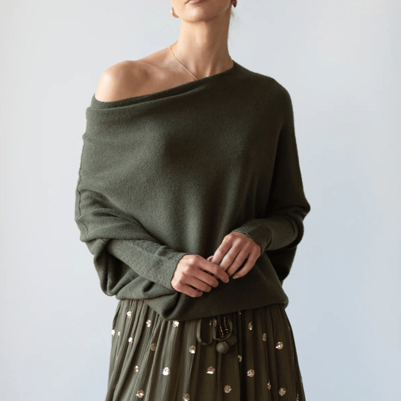 Rosalie - Maglione oversize lussuoso in cashmere con spalle scoperte per la primavera