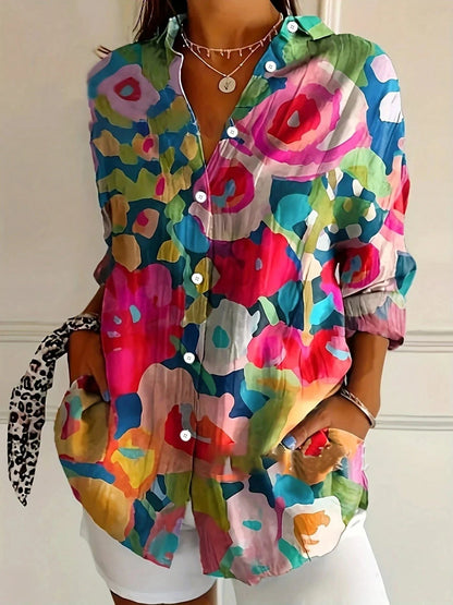 Blusa floreale leggera per donne – Camicia a maniche lunghe colorata ed elegante