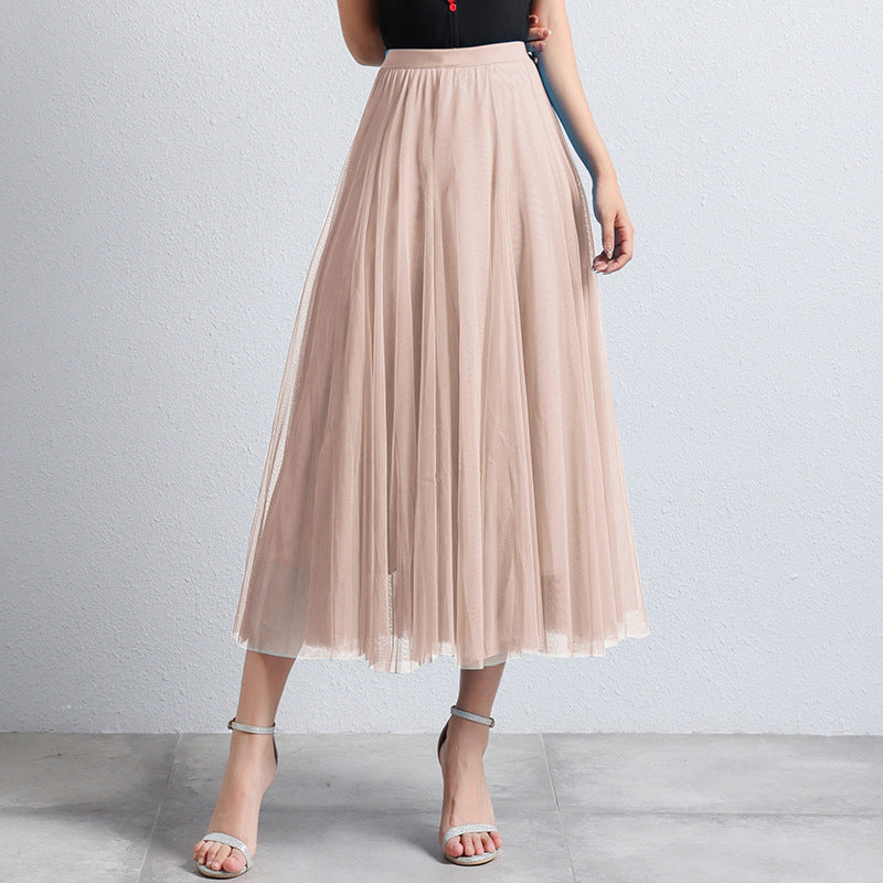 Gonna Midi Elegante in Tulle per Donna – Gonna Plissettata a Vita Alta per Look Stilosi