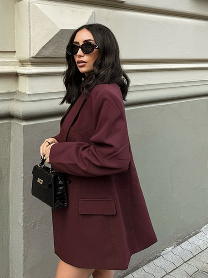 Iréva - Blazer Oversize Classico Bordeaux per Donne – Giacca di Transizione