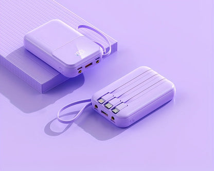 Powerbank compatta da 10000mAh con 4 cavi integrati – Caricabatterie veloce con display digitale