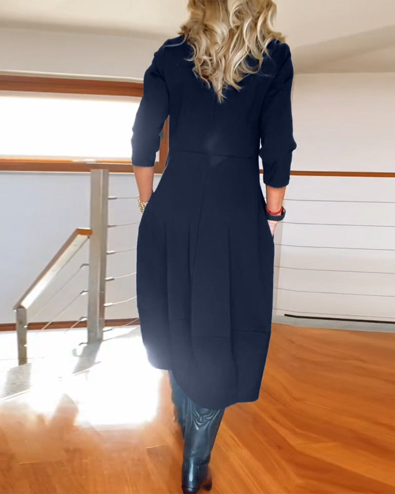 Améline - Abito midi elegante e comodo per la primavera con tasche