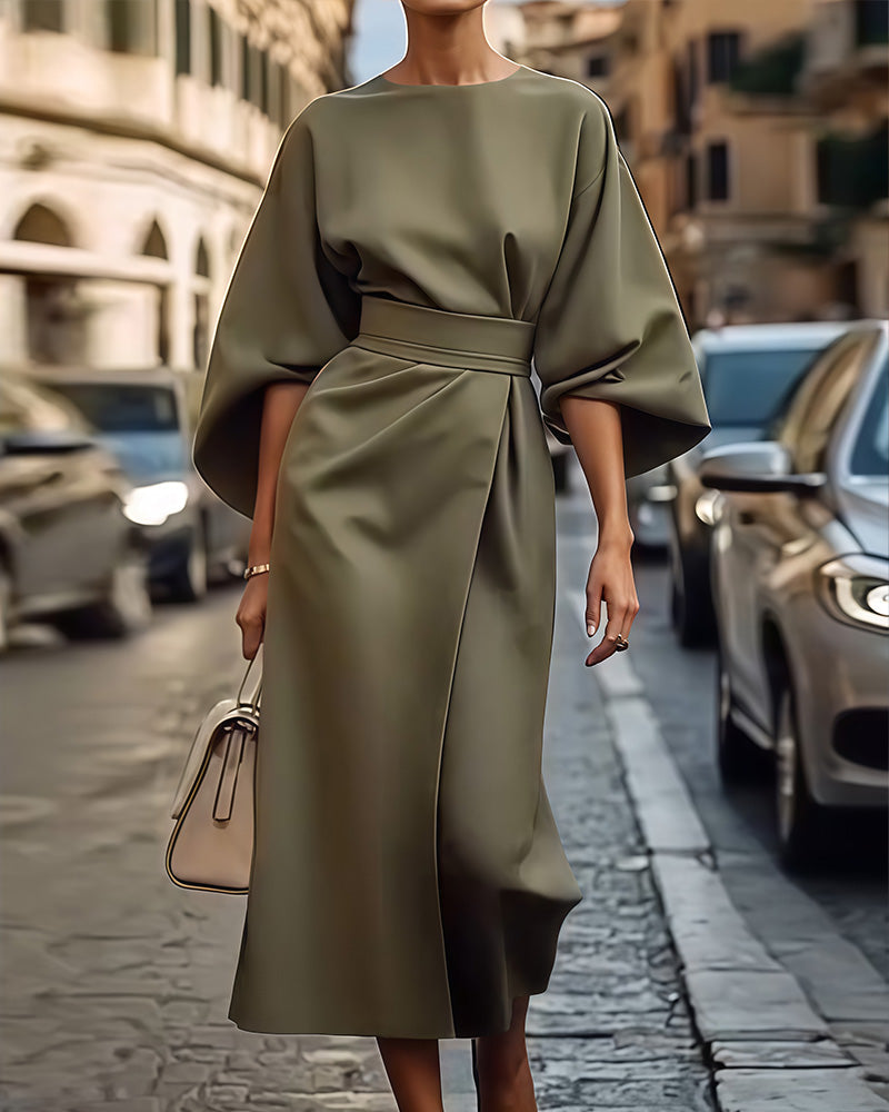 abito midi elegante maniche kimono Soléïna