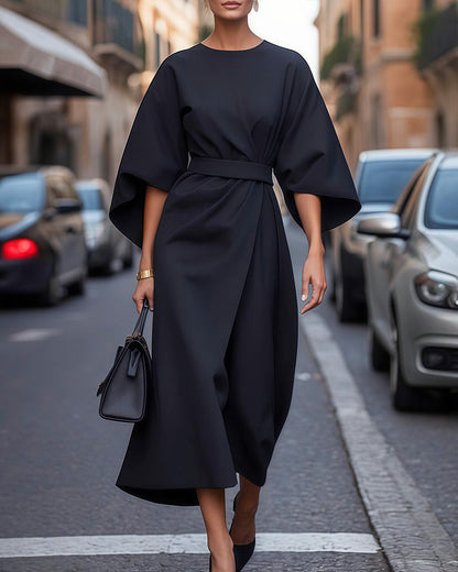 abito midi elegante maniche kimono vista frontale