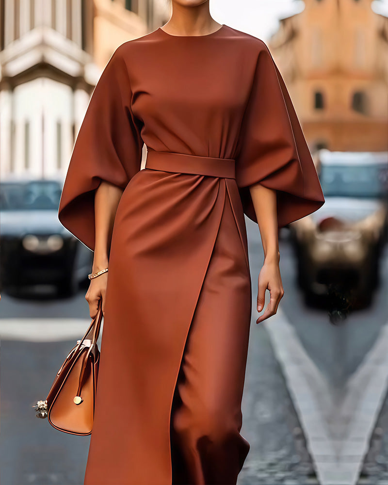 abito midi elegante maniche kimono Soléïna