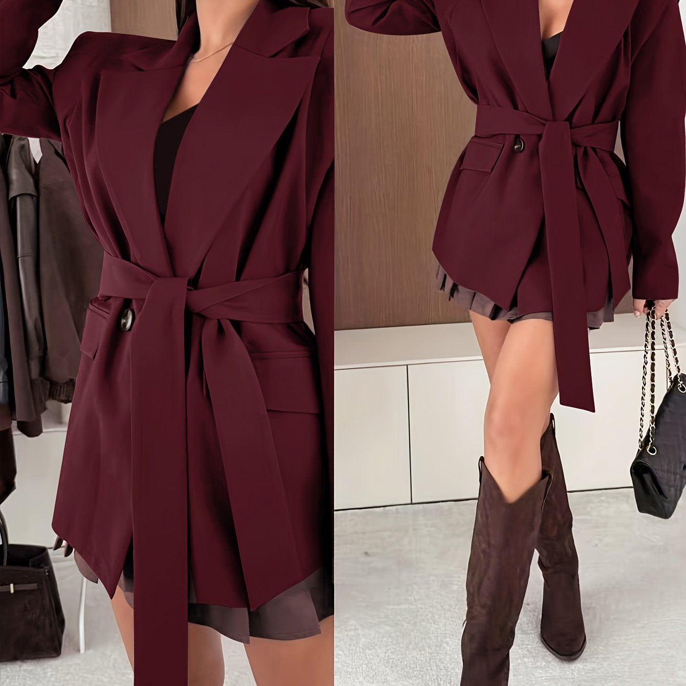 Auréva - Blazer primaverile elegante con spalle accentuate e cintura per una silhouette femminile