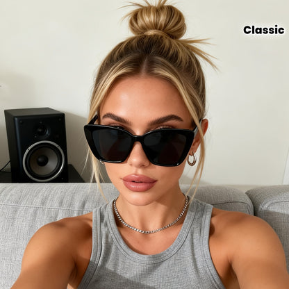 Occhiali da sole Cat-Eye UV400 con ampia montatura per donne – Occhiali oversize classici
