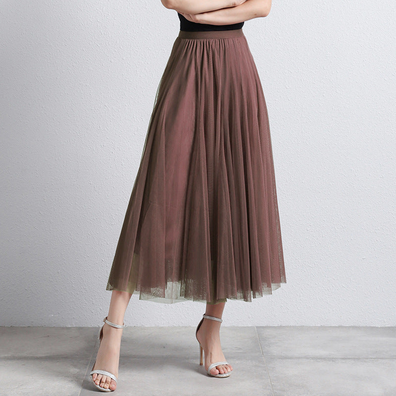 Gonna Midi Elegante in Tulle per Donna – Gonna Plissettata a Vita Alta per Look Stilosi