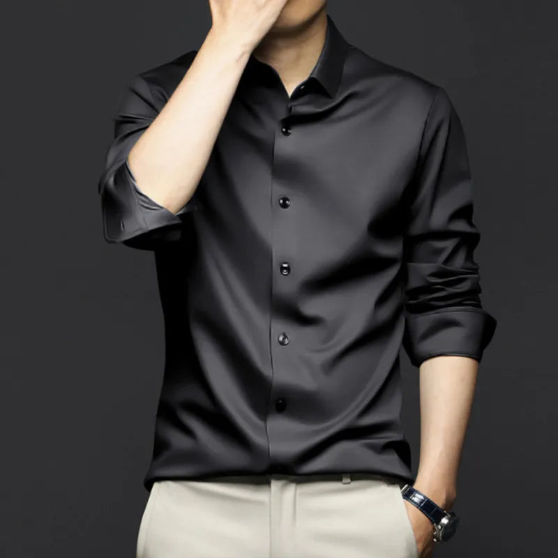 Elegante camicia da business slim fit – Camicia a maniche lunghe per uomini resistente alle pieghe
