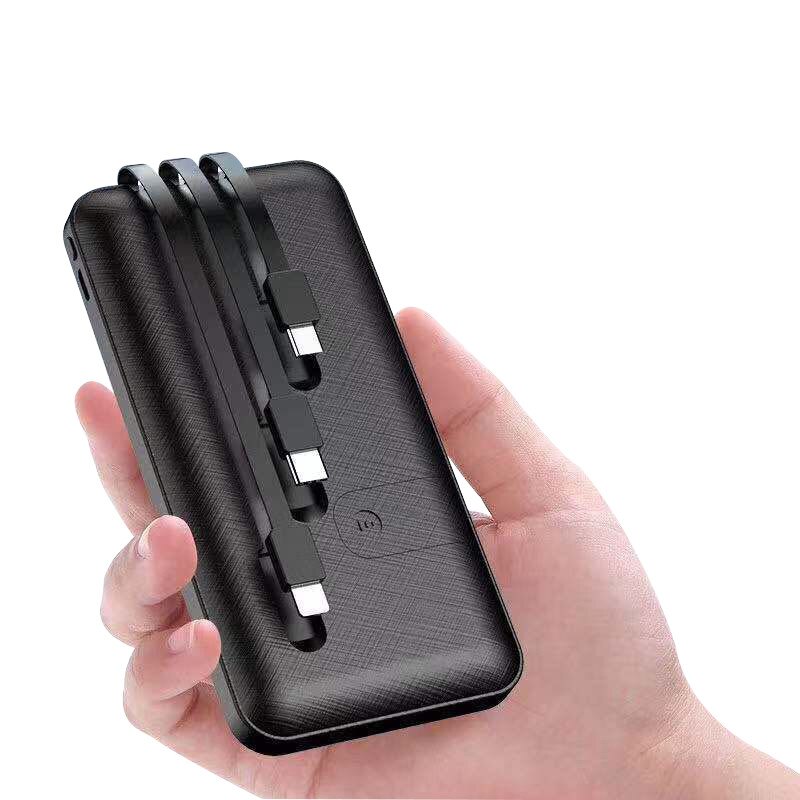 ElectraMax - Powerbank 30.000 mAh – Ricarica rapida – Alta capacità – 4 USB – Batteria esterna con cavi integrati e indicatore – Per iPhone e Xiaomi