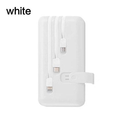 ElectraMax - Powerbank 30.000 mAh – Ricarica rapida – Alta capacità – 4 USB – Batteria esterna con cavi integrati e indicatore – Per iPhone e Xiaomi