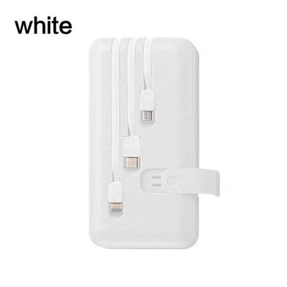 ElectraMax - Powerbank 30.000 mAh – Ricarica rapida – Alta capacità – 4 USB – Batteria esterna con cavi integrati e indicatore – Per iPhone e Xiaomi