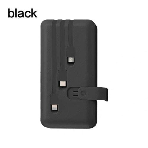 ElectraMax - Powerbank 30.000 mAh – Ricarica rapida – Alta capacità – 4 USB – Batteria esterna con cavi integrati e indicatore – Per iPhone e Xiaomi