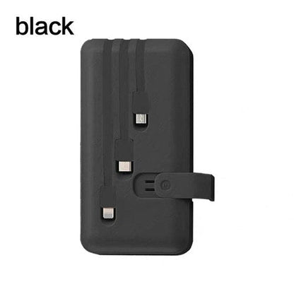 ElectraMax - Powerbank 30.000 mAh – Ricarica rapida – Alta capacità – 4 USB – Batteria esterna con cavi integrati e indicatore – Per iPhone e Xiaomi