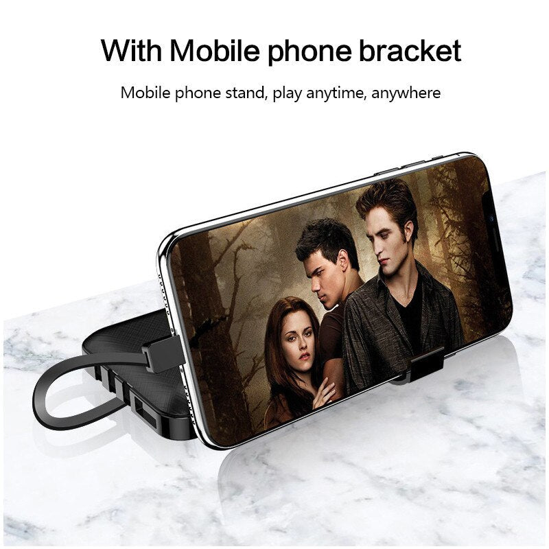 ElectraMax - Powerbank 30.000 mAh – Ricarica rapida – Alta capacità – 4 USB – Batteria esterna con cavi integrati e indicatore – Per iPhone e Xiaomi