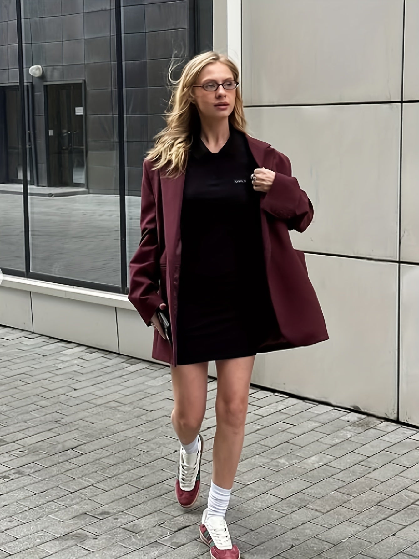 Iréva - Blazer Oversize Classico Bordeaux per Donne – Giacca di Transizione