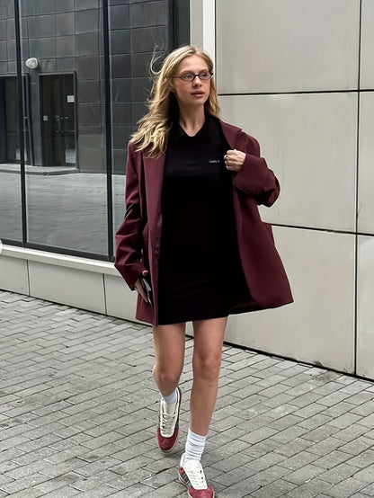 Iréva - Blazer Oversize Classico Bordeaux per Donne – Giacca di Transizione