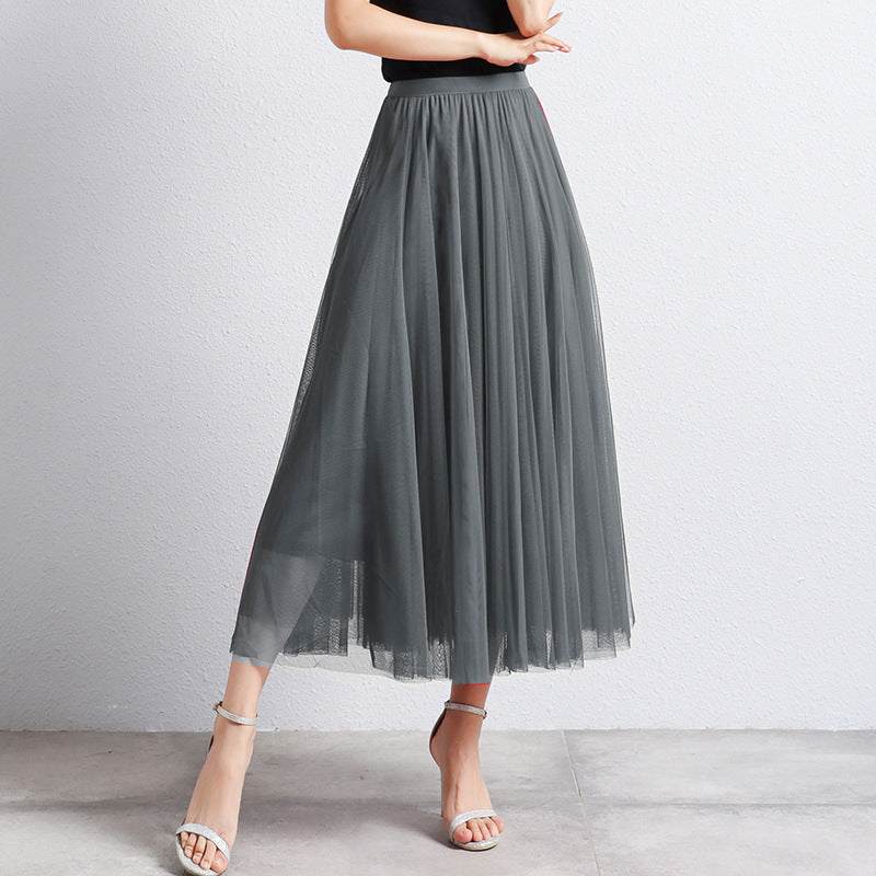 Gonna Midi Elegante in Tulle per Donna – Gonna Plissettata a Vita Alta per Look Stilosi