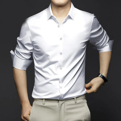 Elegante camicia da business slim fit – Camicia a maniche lunghe per uomini resistente alle pieghe