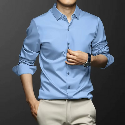Elegante camicia da business slim fit – Camicia a maniche lunghe per uomini resistente alle pieghe