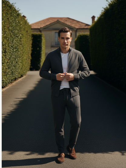 Elegante Set Lounge da Uomo – Cardigan & Pantaloni Jogging Confortevoli & Moderni