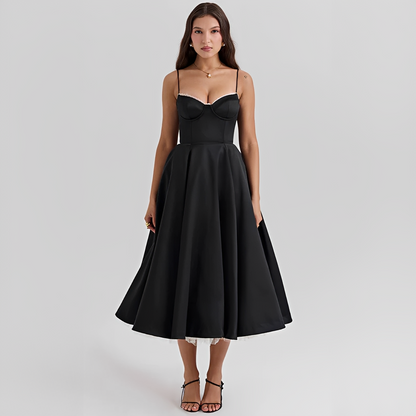 Faylise - Abito Corsetto da Donna per Primavera e Estate, Gonna Svasata, Sottile, Spalline Lunghe