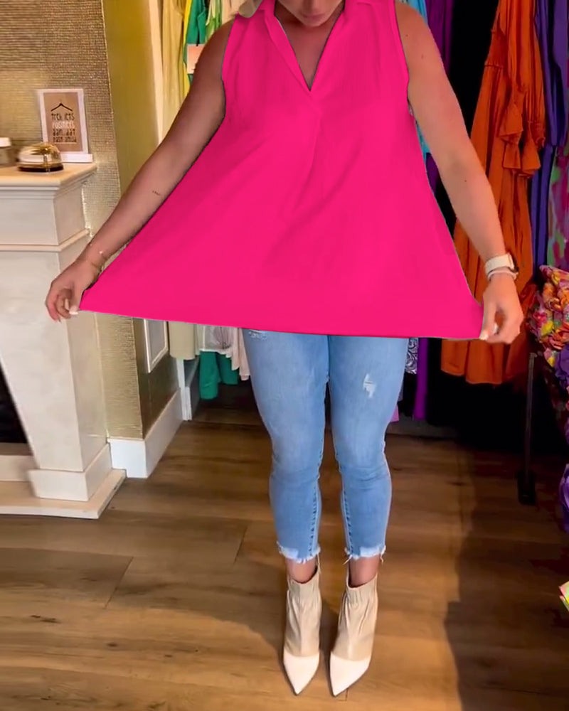 Lyséa - Blusa Lunga Senza Maniche, Leggera ed Elegante per Primavera e Estate, per Donne