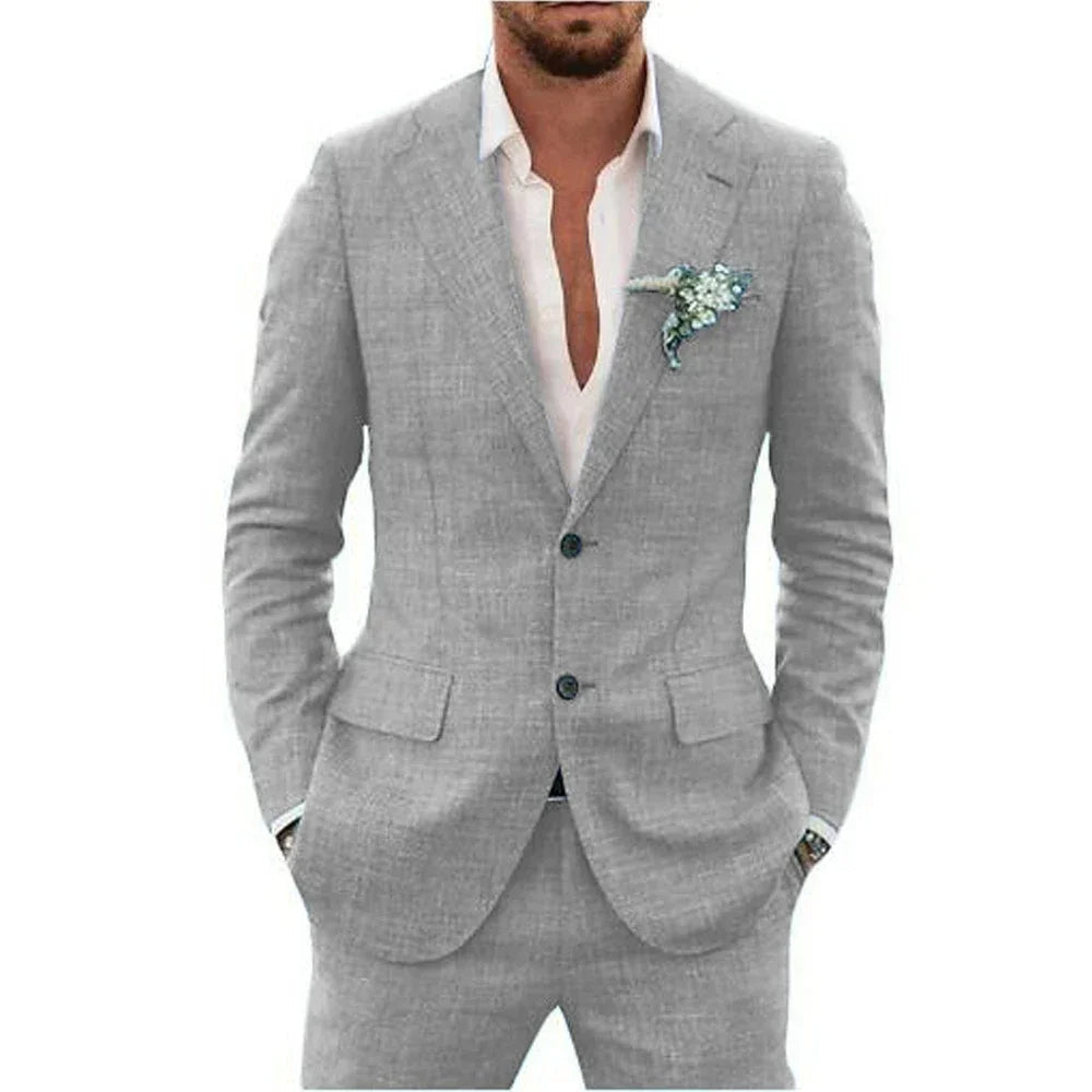 Nolian - Completo estivo in lino per donne con giacca e pantaloni