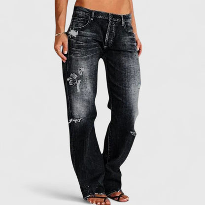 Jeans Destroyed Casual da Donna in Fit Dritto – Look Vintage & Comfort Quotidiano