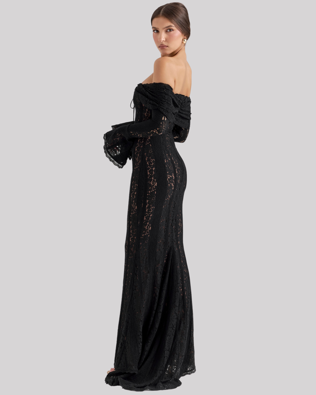 Abito Maxy Elegante in Pizzo per Donne – Abito da Sera Off-Shoulder con Silhouette Sottile