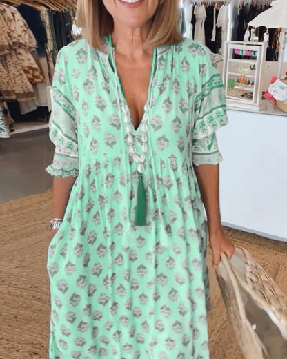 Sylméra - Maxidress Boho Leggero Stampa Fluido Estate