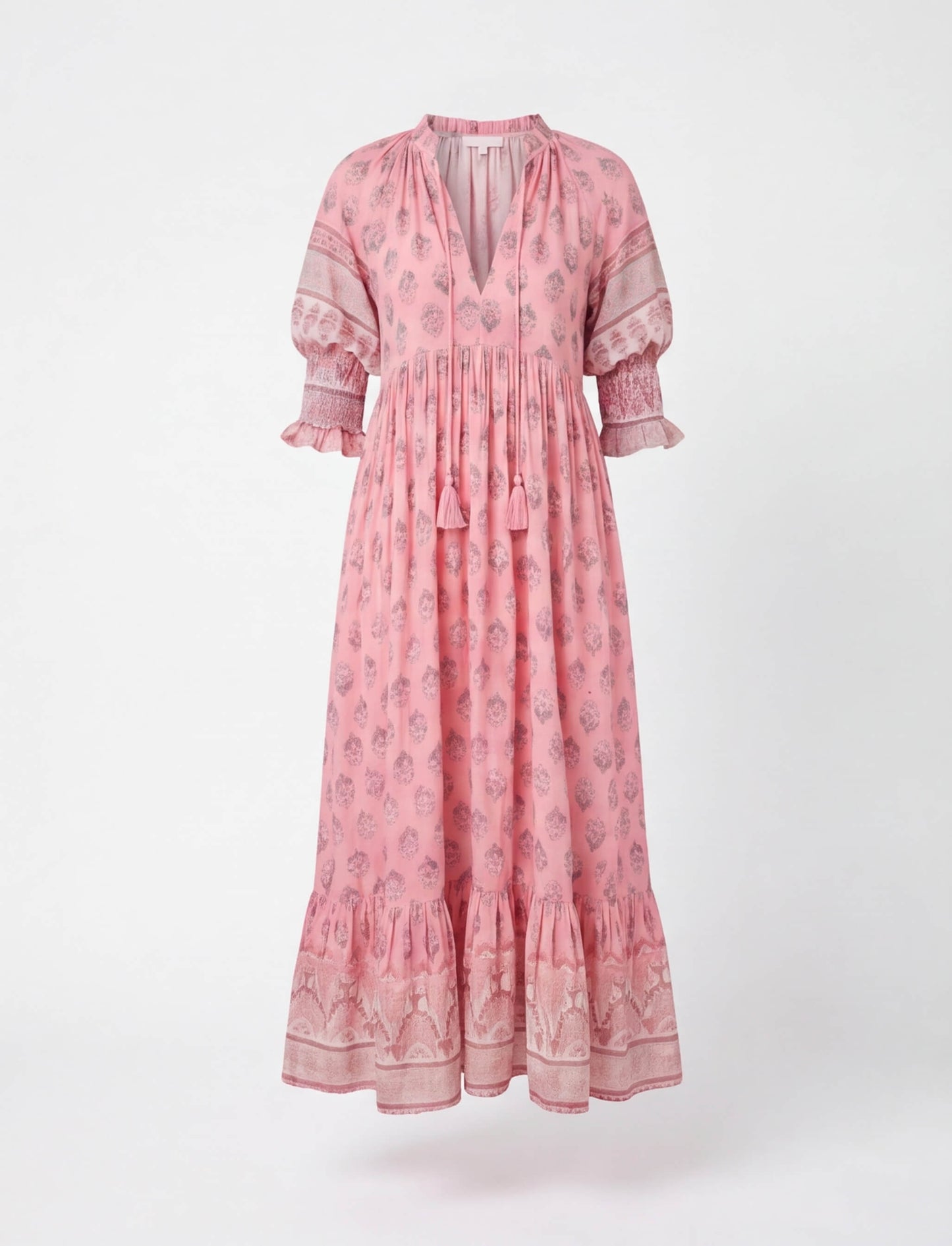 Abito Midi Boho con Stampa per Donne – Abito Estivo Leggero con Scollatura a V e Dettagli a Volant