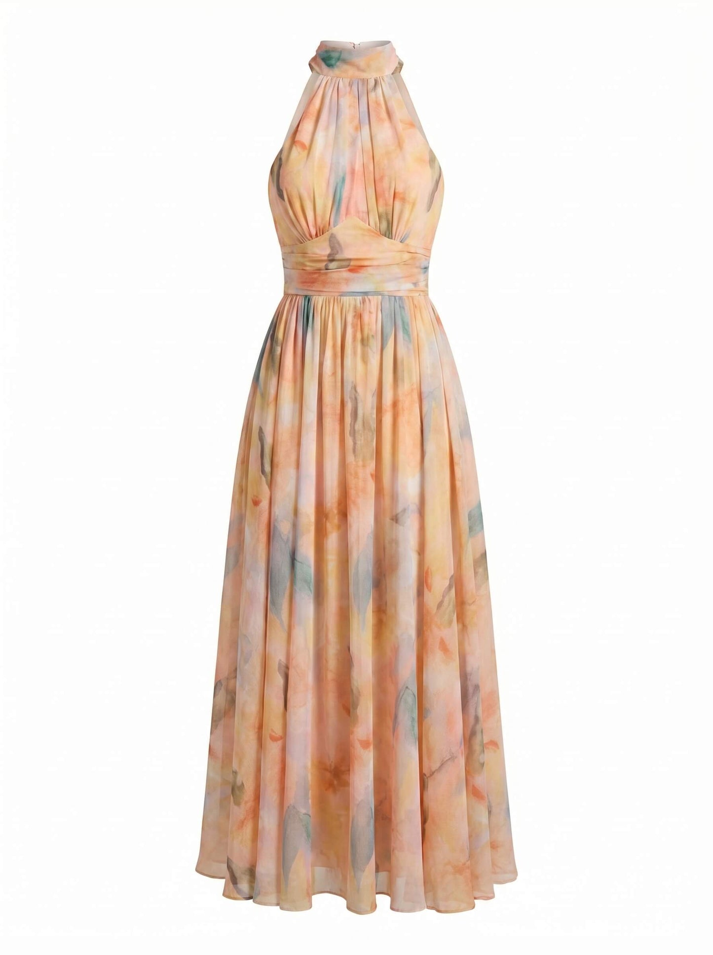 Elegante Maxikleid für Damen – Luftiges Sommerkleid mit Halterneck & fließendem Fall