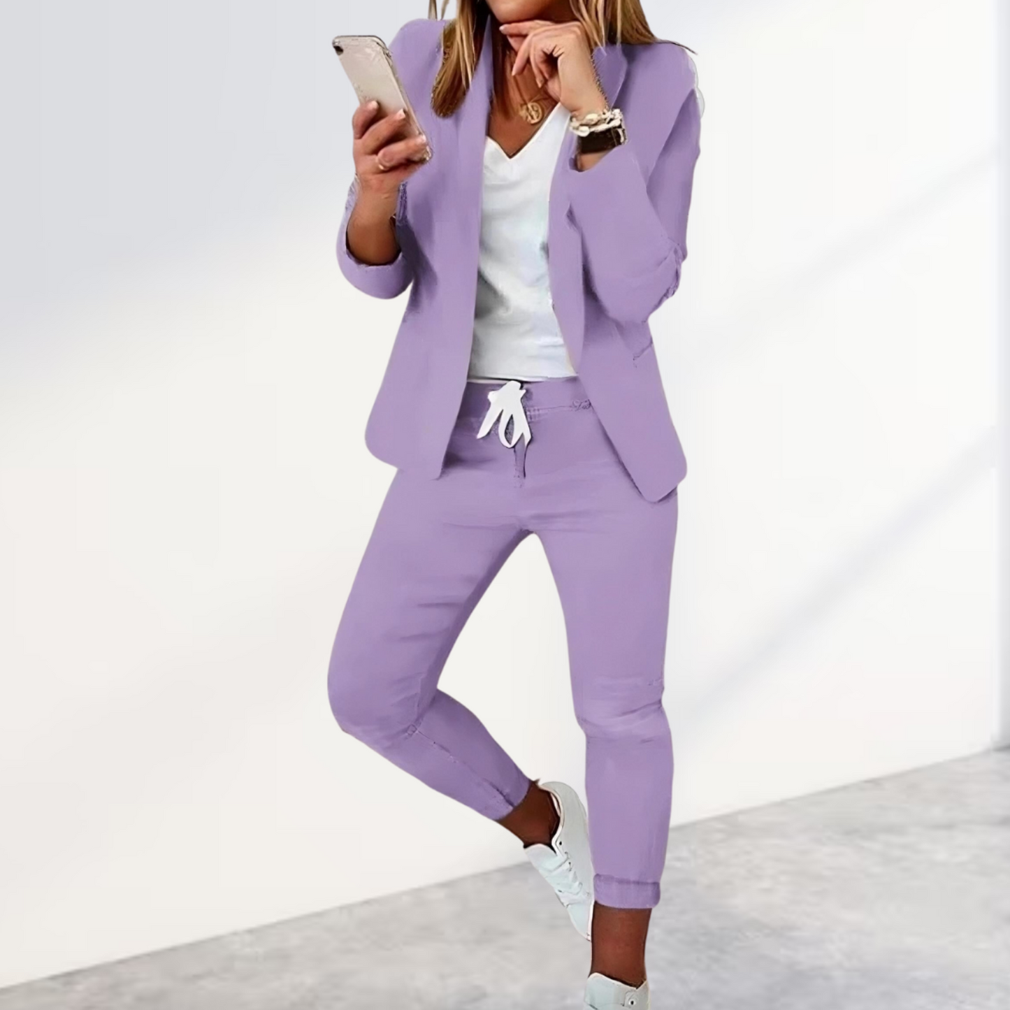 Set elegante da donna 2 pezzi con blazer e pantaloni jogger – Comodo, Moderno e Business-Casual