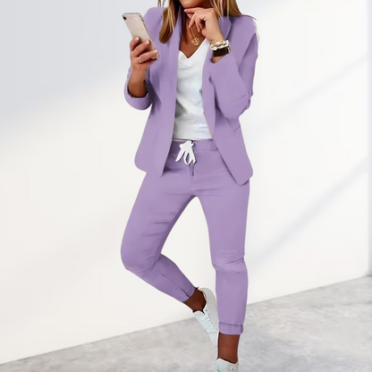 Set elegante da donna 2 pezzi con blazer e pantaloni jogger – Comodo, Moderno e Business-Casual