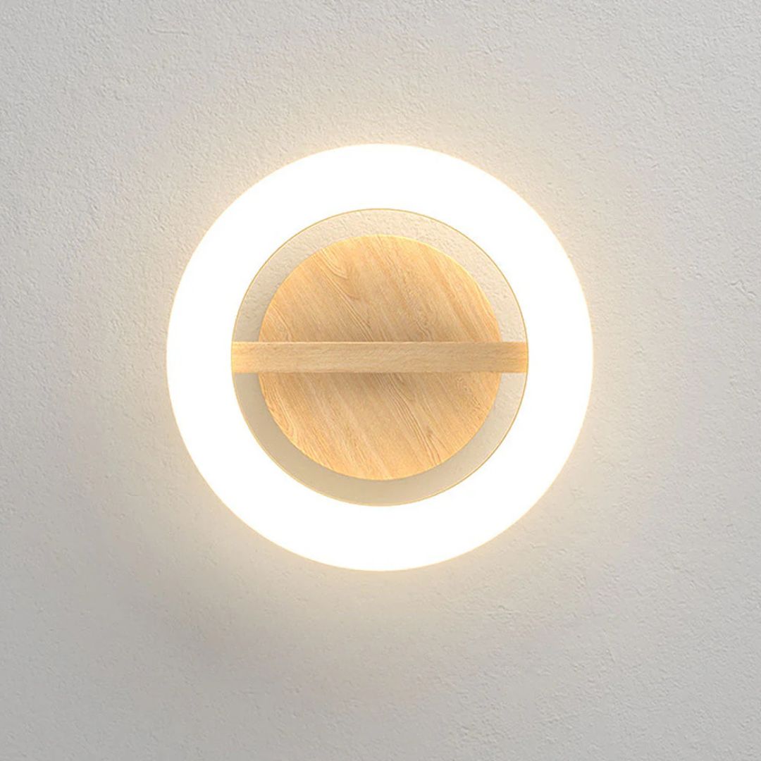 Annelis - Lampada da soffitto LED Anello Aperto con Cornice in Legno
