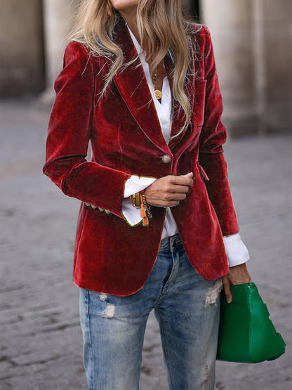 Lola - Blazer di velluto lussuoso con bottoni dorati per la primavera