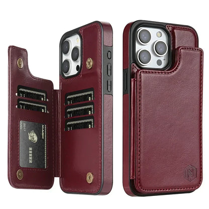 Magnoria - Borsa in pelle di lusso per smartphone con scomparti per carte, area foto e chiusura magnetica